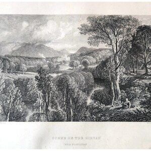 1844 Girvan River Blairquhan Engraving Victorian Scotland Landscape DWSS21